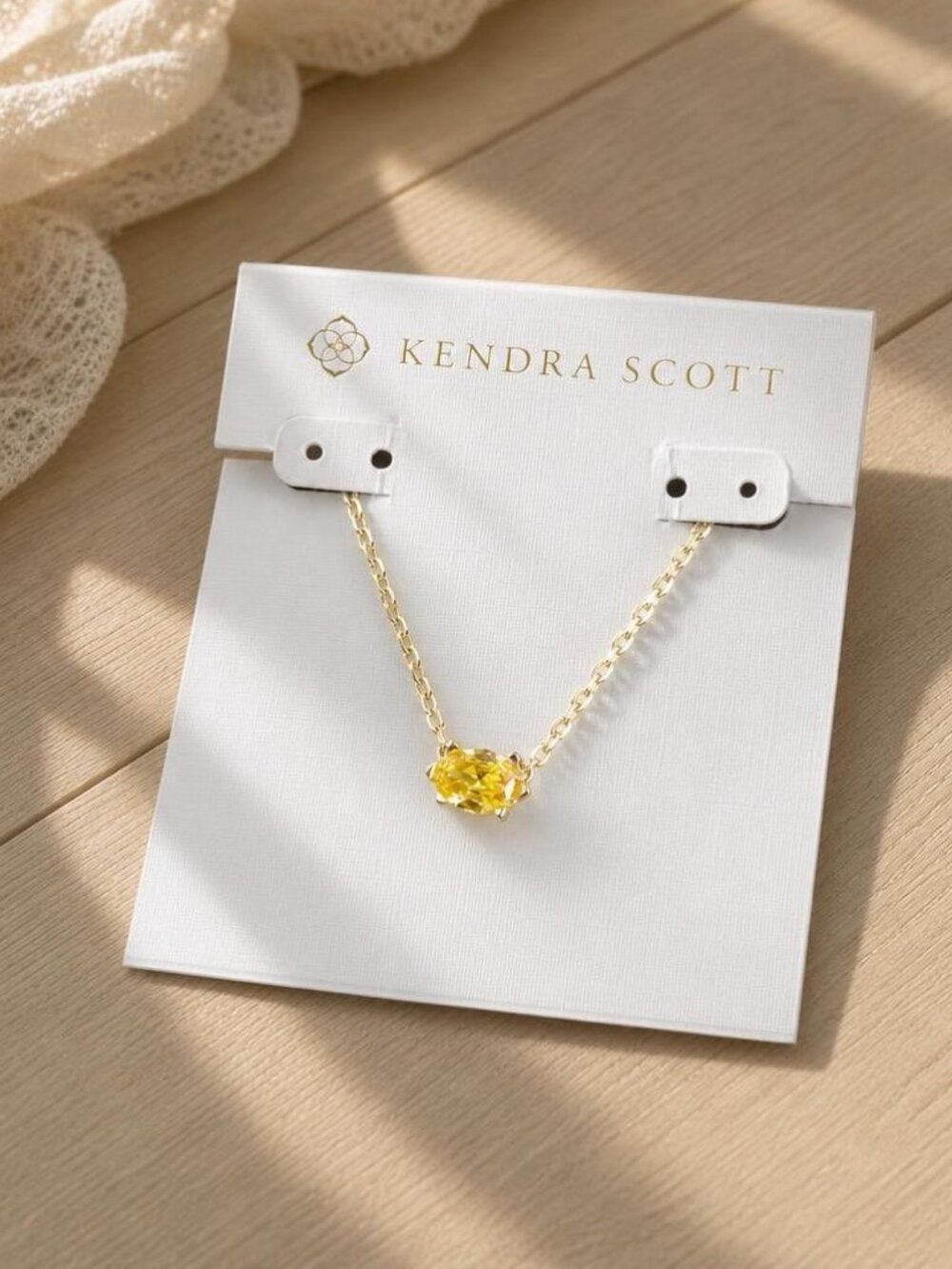 Kendra Scott Cailin Gold Yellow Crystal Pendant Necklace